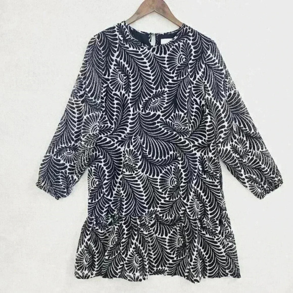 Loft‎ Paisley Long sleeve Chiffon Tunic Mini Dress MP Textured 1428C - Picture 1 of 8